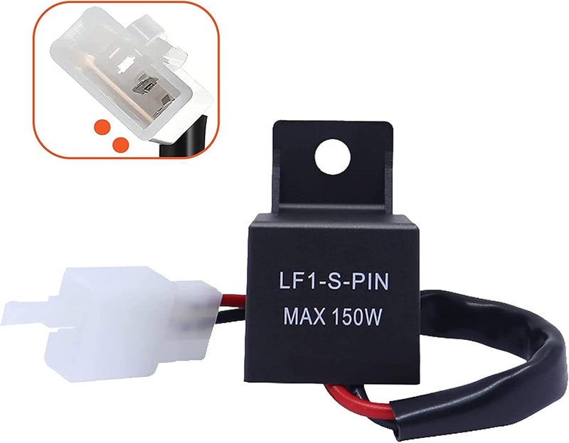 GLOFE (1) 2-Pin 12V Electronic LED Flasher Relay LF1-S-PIN MAX 150W Fix for Motorcycle Bike Scooter LED Turn Signal Bulbs Hyper Flash Issue - Image 1